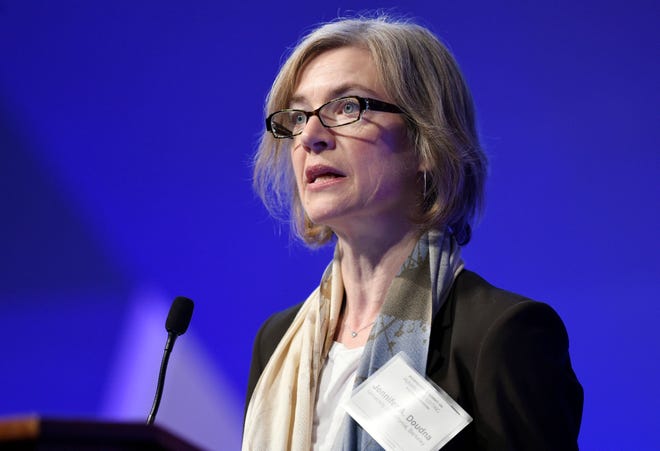 In this Dec. 1, 2015, file photo, Jennifer Doudna, a University of California, Berkeley, co-inventor of the CRISPR gene-editing tool that He Jiankui used, speaks at the National Academy of Sciences international summit on the safety and ethics of human gene editing, in Washington. The 2020 Nobel Prize for chemistry has been awarded to Emmanuelle Charpentier and Jennifer Doudna for the development of a method for genome editing.