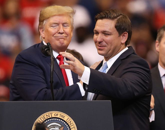 Former President Donald Trump didn't mention Gov. Ron DeSantis in his speech to the Conservative Political Action Conference Saturday, even as speaker after speaker praised the governor for fighting COVID-19 restrictions.