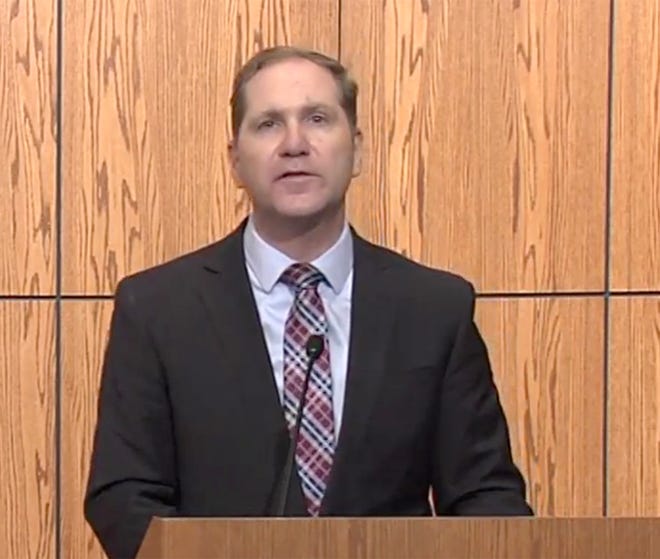 Matthew Schneider, U.S. Attorney for the Eastern District of Michigan speaks during a press conference with top law enforcement officials from around the state, to discuss their thwarting of a plot, to kidnap Michigan Governor Gretchen Whitmer.