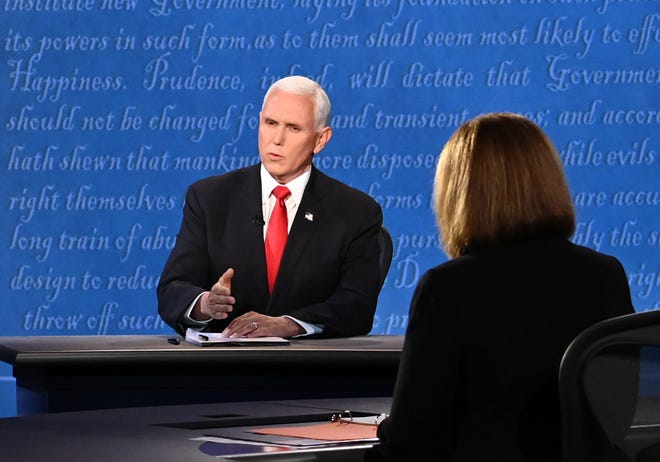 US Vice President Mike Pence speaks during the vice presidential debate.