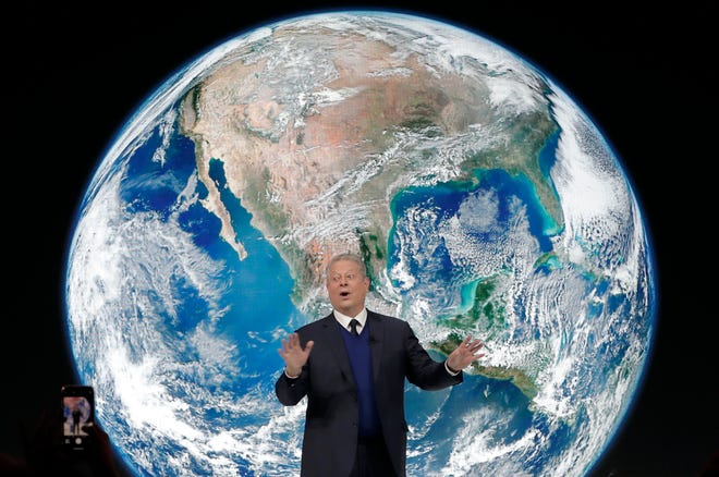 Former Vice President Al Gore speaks Jan. 22 during a session at the annual meeting of the World Economic Forum in Davos, Switzerland.
