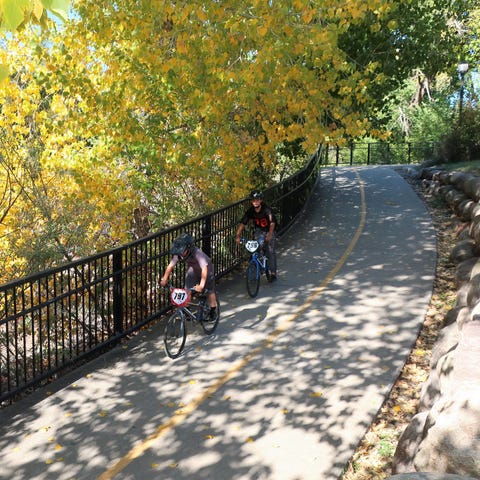 Bikers on the 7-mile Animas River Trail in Durango