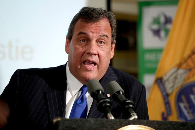 Then-New Jersey Gov. Chris Christie speaks during a November 2017 news conference in Newark, N.J.  Christie said in a Twitter post Saturday that he had been released from Morristown Medical Center and would have "more to say about all of this next week."