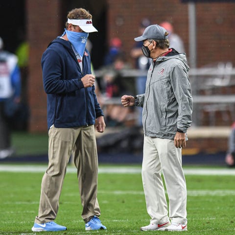 Ole Miss coach Lane Kiffin and Alabama  coach Nick