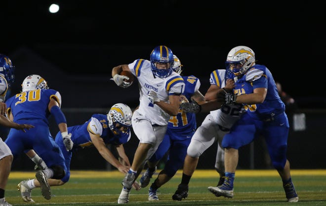 Maysville's Hayden Jarrett carries the ball against Philo last season. Jarrett headlines a backfield with several new faces for the Panthers.