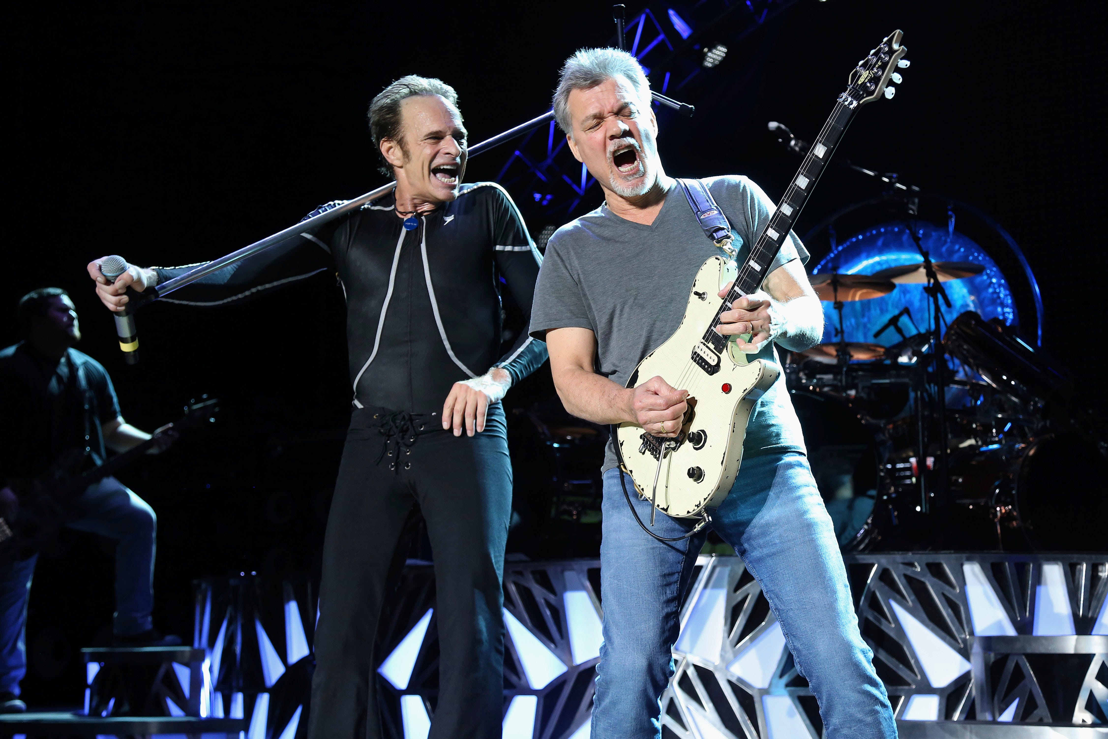 Guitar legend Eddie Van Halen, performing with Van Halen bandmate David Lee Roth in 2015, died of cancer in October.