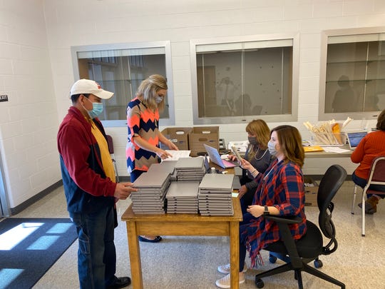 Chromebook distribution Bermudian Springs' fully online students. After using its online learning program during school closures this spring, the school has reopened with a hybrid format. All students learn online part of the week; some attend in-person a few days a week.