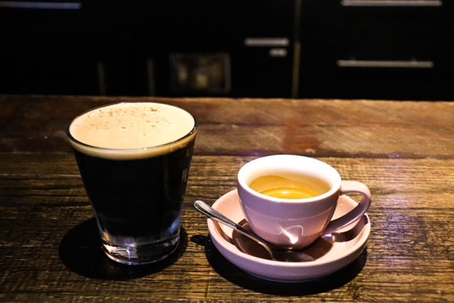 A short pour of a stout and espresso at Safai Coffee.