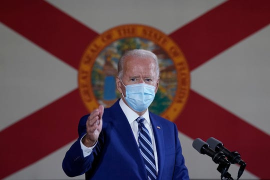 Democratic presidential candidate former Vice President Joe Biden speaks at Southwest Focal Point Community Center in Pembroke Pines, Fla., Tuesday.
