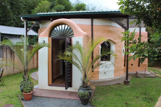 A finished SuperAdobe home in Las Marias, Puerto Rico.