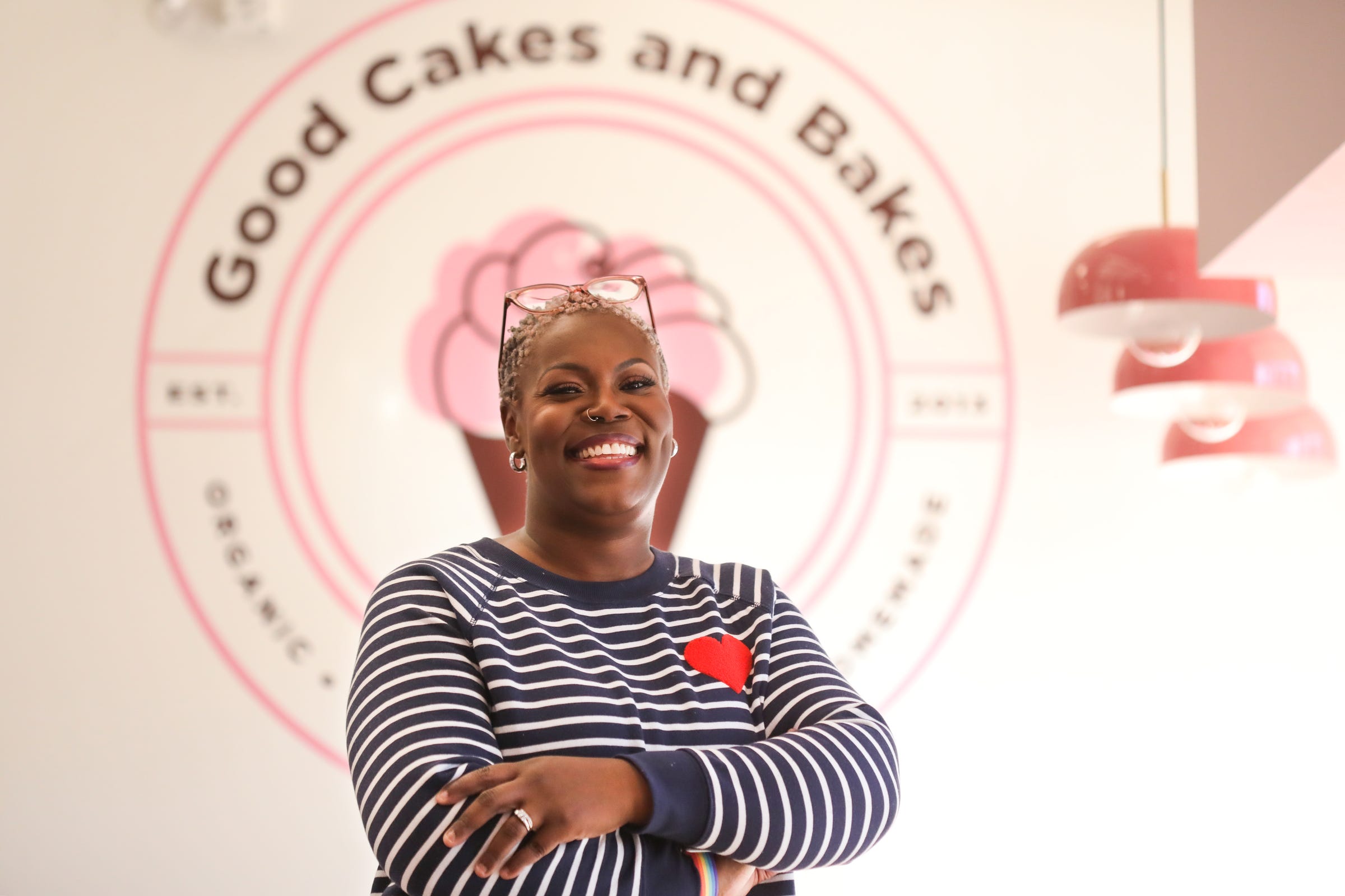 April Anderson is the co-owner of Good Cakes and Bakes on Livernois Avenue on the Avenue of Fashion in Detroit and is reopening Oct. 17th, after an interior remodel to increase kitchen and baking area for future cooking classes. The cafe area has also been remodeled and designed for social distancing.