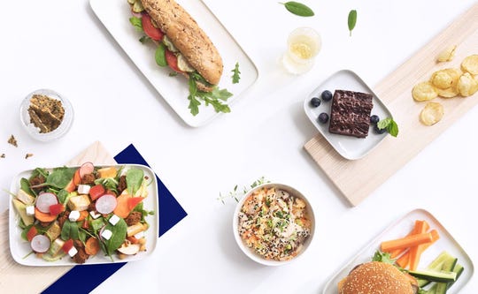 Some of the Nordic Kitchen sandwich and salad selections available from Finnair.