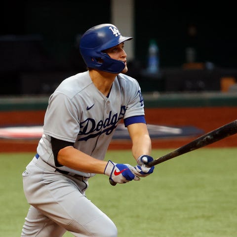 Corey Seager hits a home run in the third inning f