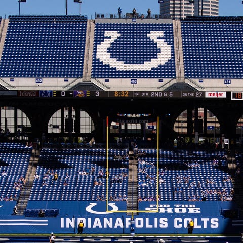 A general view of Lucas Oil Stadium during an NFL 