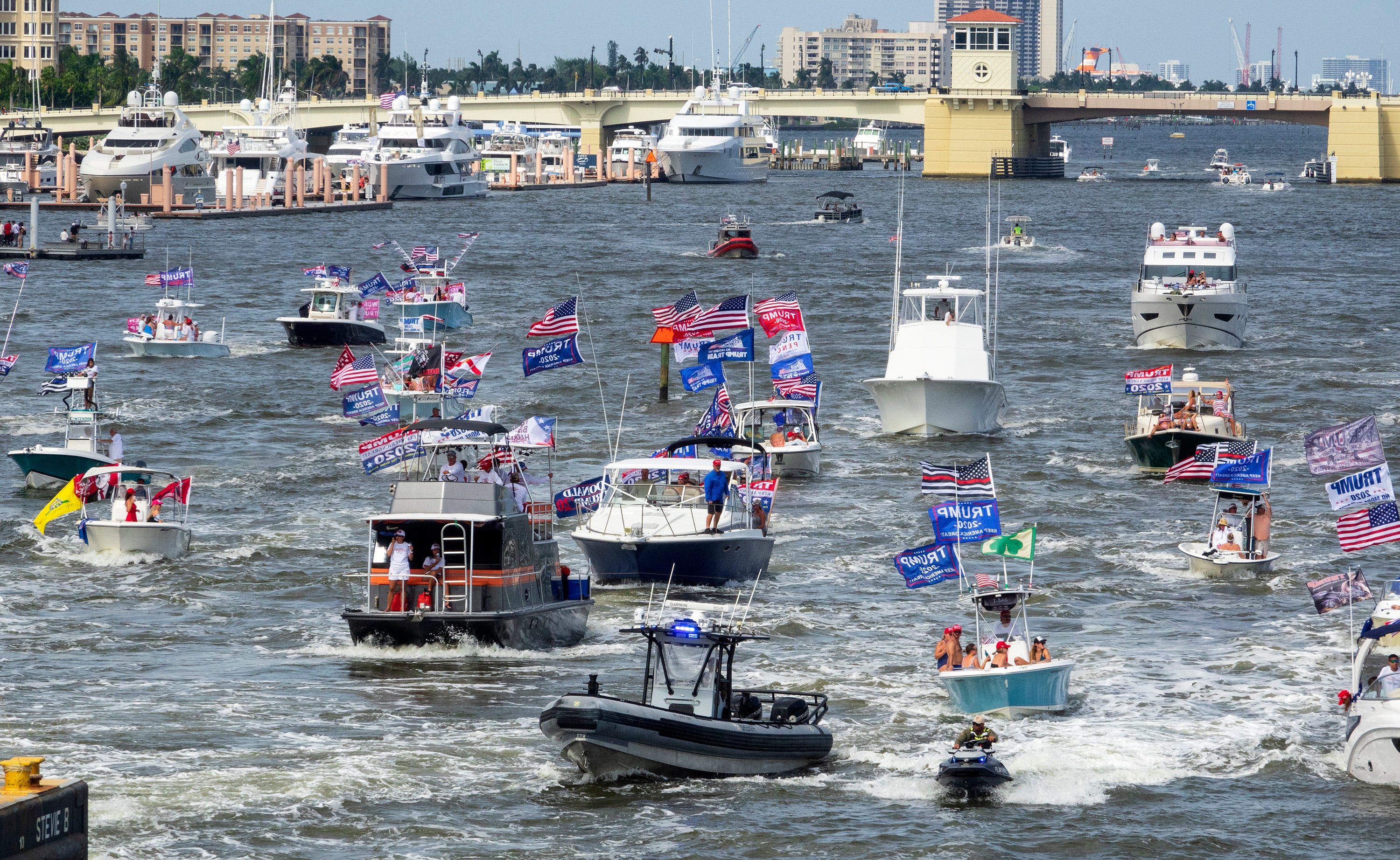 Saturday's Trump flotilla traveled to the president's residence at Mar-a-Lago.