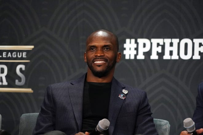 Feb 1, 2020; Miami, Florida, USA; Hall of Fame inductee Isaac Bruce during the NFL Honors awards presentation at Adrienne Arsht Center. Mandatory Credit: Kirby Lee-USA TODAY Sports