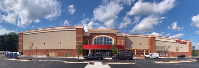 This photo shows the exterior of the nearly-completed Cinema Cafe Chester, located at 12006 Bermuda Crossroad Lane.