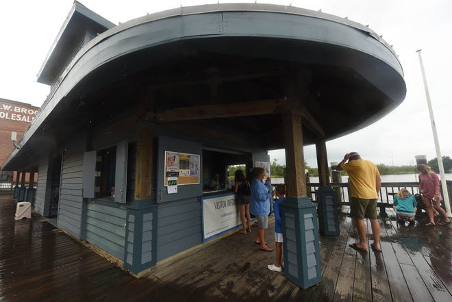 The Bob Jenkins Visitors Information Center. The Wilmington Riverwalk was originally conceived in the 1980s as a way to generate more interest and tourism to the Cape Fear River waterfront regions of downtown.