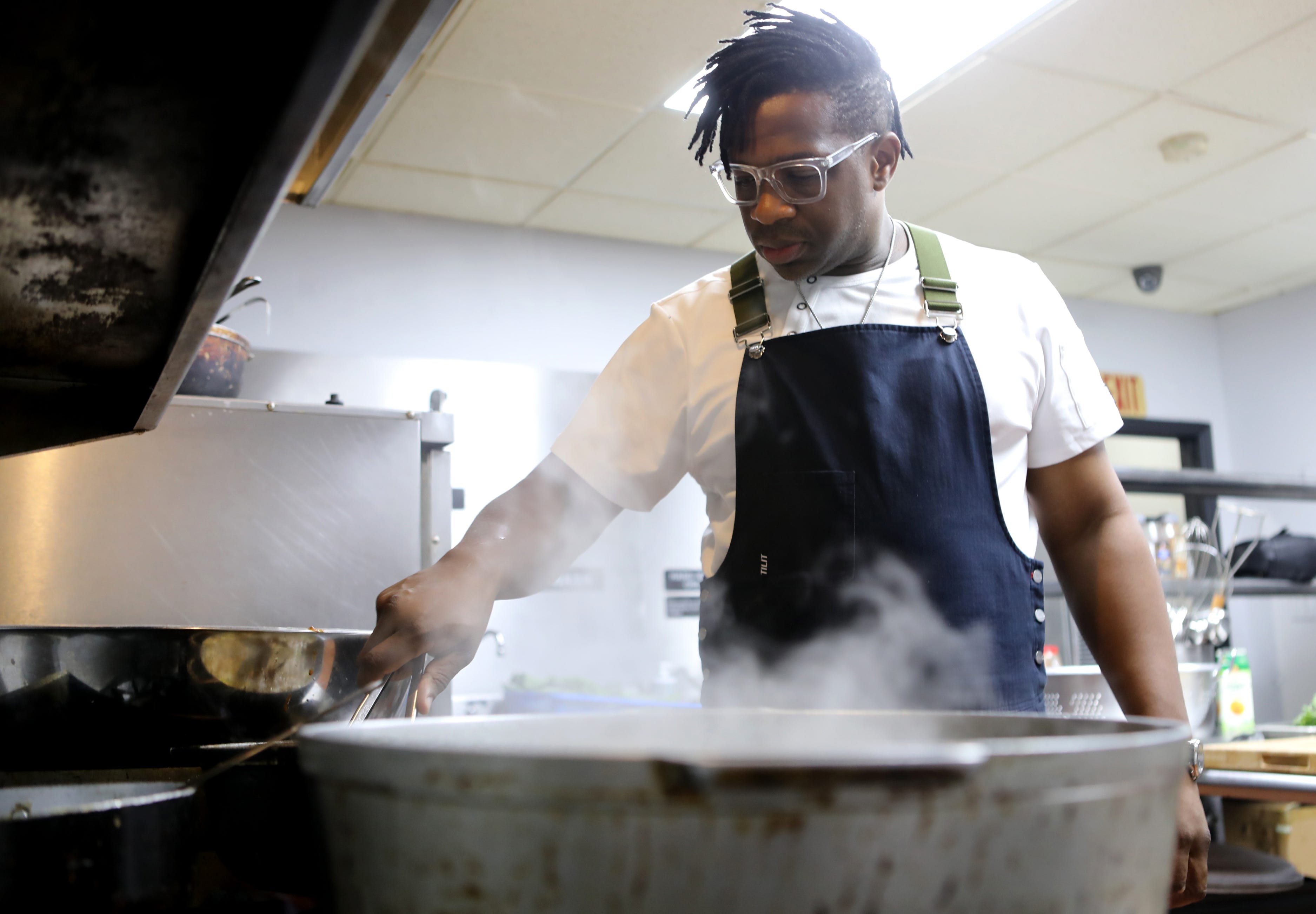 Ameer Natson, acclaimed chef from Newark and owner of Fresh Chef Online, said everything he does "comes from that place of soul." Above, he cooks buttermilk brine southern fried cajun chicken.