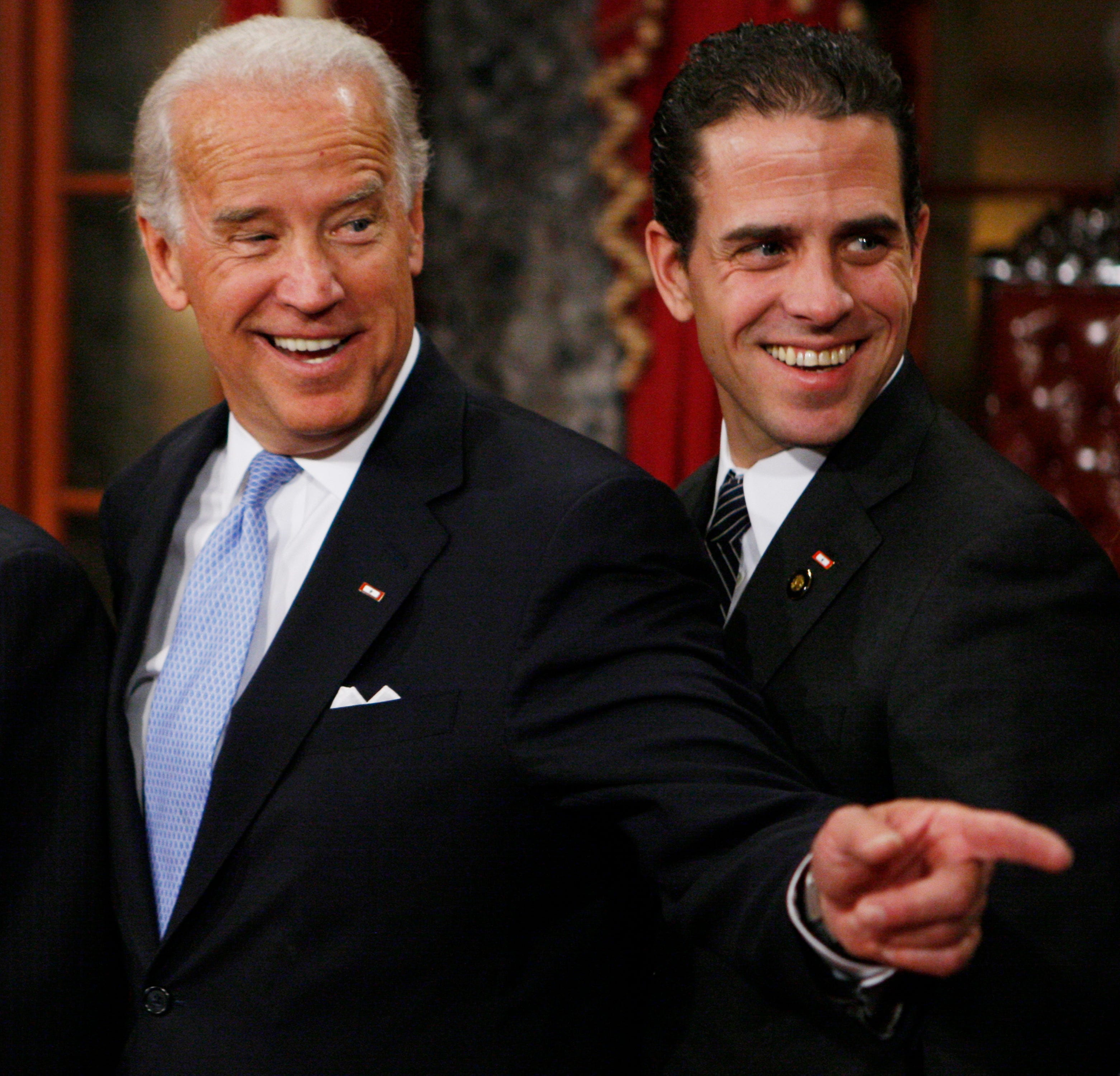 Democratic presidential nominee Joe Biden and his son Hunter Biden on Jan. 6, 2009, in Washington, D.C.