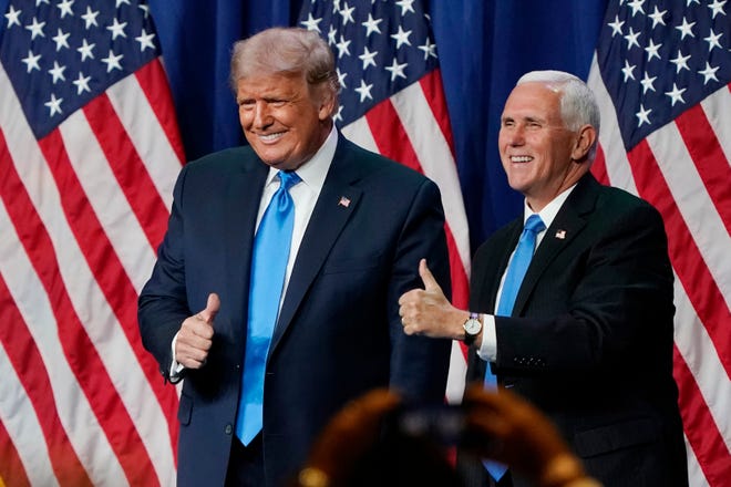 President Donald Trump en vice-president Mike Pence op de Republikeinse Nationale Conventie op 24 augustus 2020 in Charlotte, North Carolina.