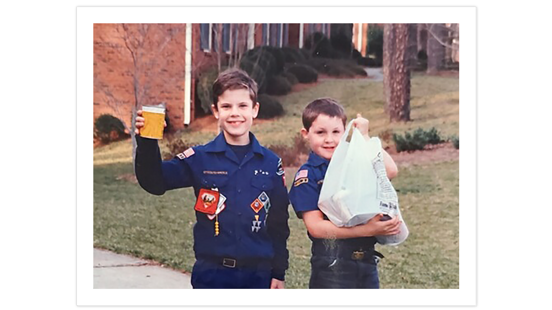 Grant Lackey, left, started out as a Cub Scout, then later met David Menna through a church-affiliated Boy Scout troop.