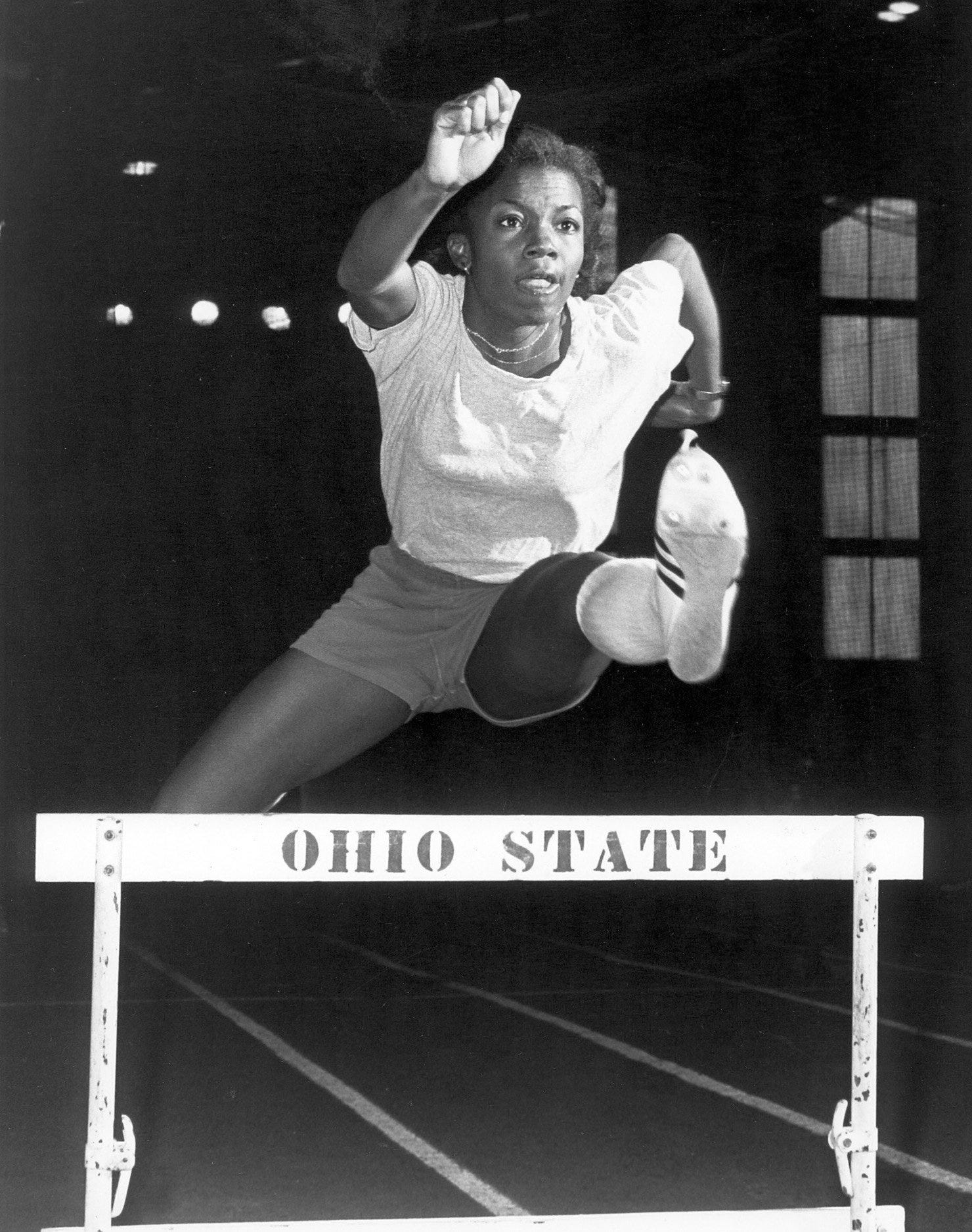 Ohio State hurdler Stephanie Hightower, shown in 1979, was a four-time U.S. champion at 100-meter hurdles and a five-time U.S. indoor champion at 60-meter hurdles.