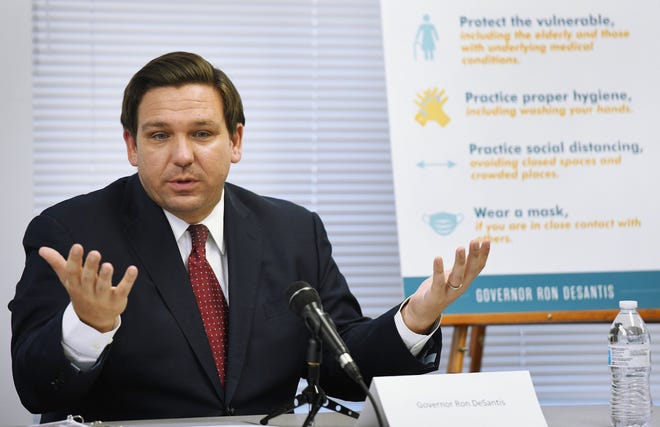 Florida Gov. Ron DeSantis at a panel in Jacksonville, Florida on Aug. 4, 2020.