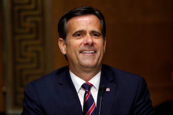 In this May 5, 2020, file photo, then-Rep. John Ratcliffe, R-Texas, and now Director of National Intelligence testifies before the Senate Intelligence Committee on Capitol Hill in Washington. Officials say Russia and Iran have obtained some voter registration data, aiming to interfere in the November election. (AP Photo/Andrew Harnik, Pool, File)