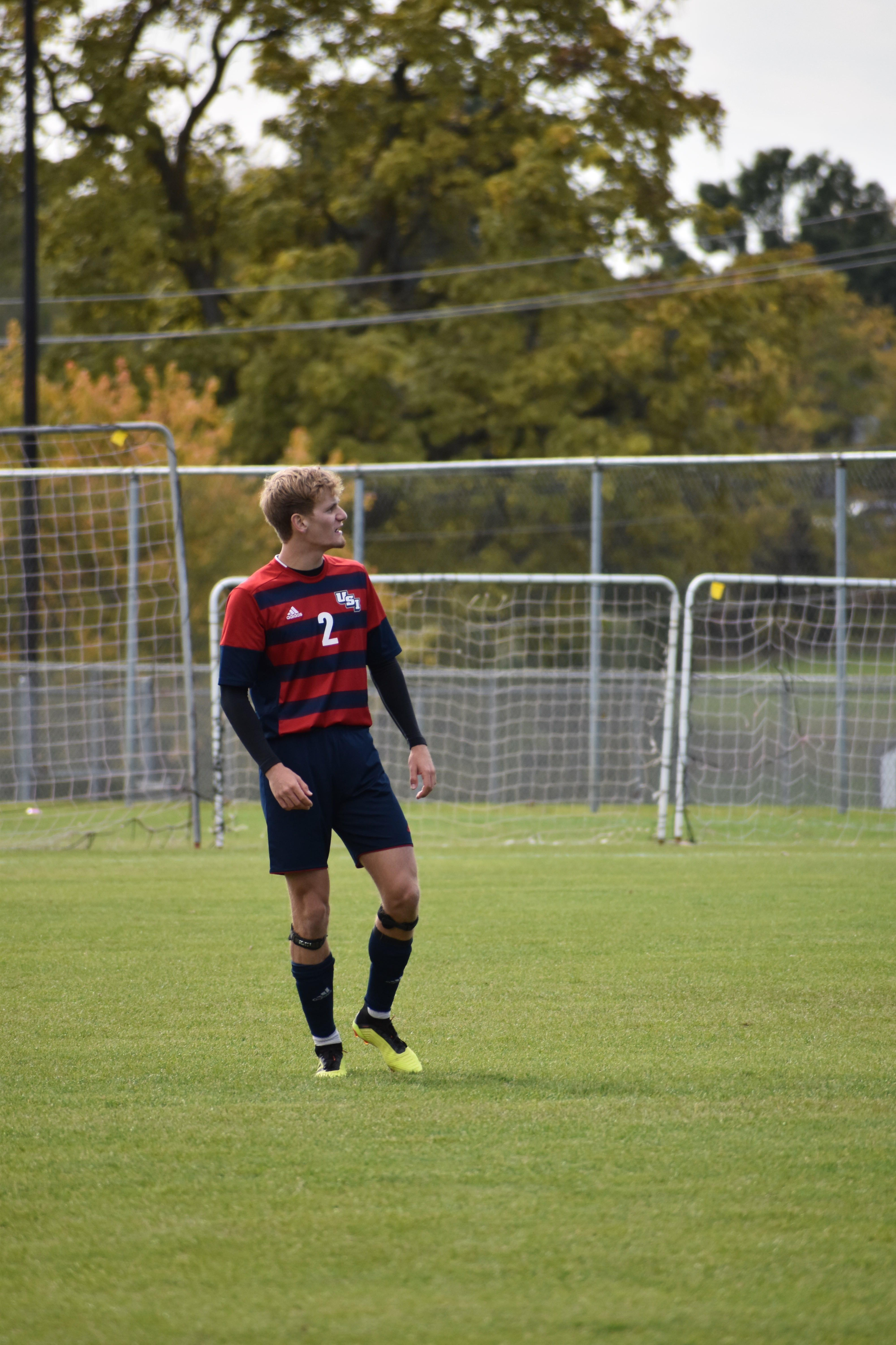 USI's Markus Poulsen plays in a match for the Screaming Eagles. Poulsen, a defender, played soccer for USI for three seasons.