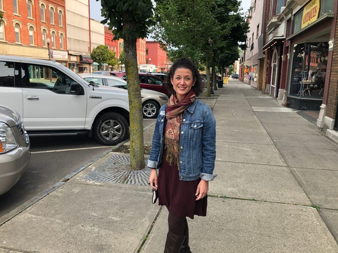 ChaRon Sattler-Leblanc, a Democrat running for the 133rd state Assembly District position, stands in downtown Hornell during a campaign visit to the Maple City on Sept. 15, 2020.