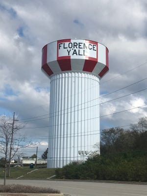 The Florence Y'all water tower with a fresh coat of paint on Oct. 23, 2020.