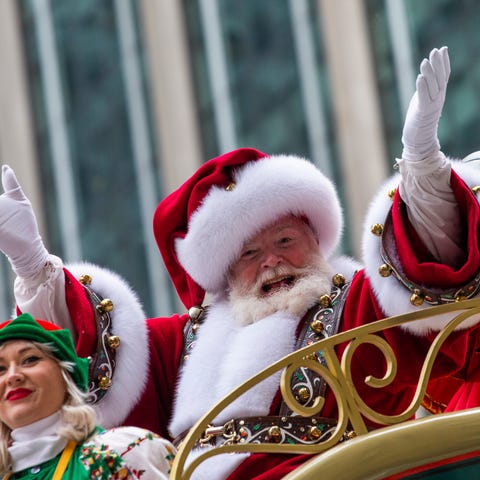 Santa Claus waves during the Macy's Thanksgiving D