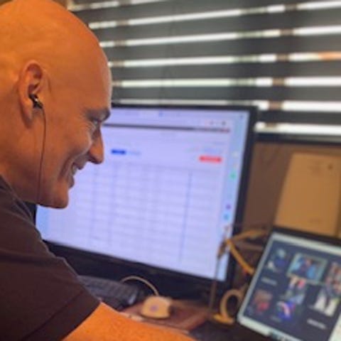 Larry Strauss on Oct. 23, 2020, in his home office