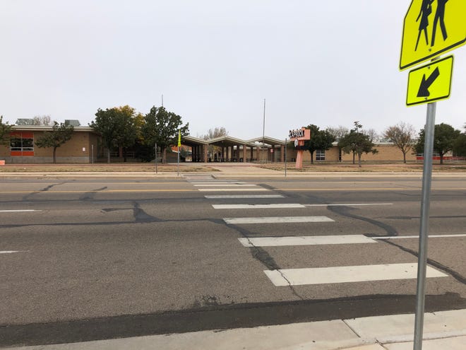 The crosswalk connecting the  Caprock High School main campus across 34th street to the sports complex.