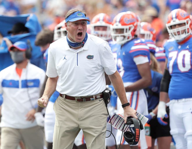 Florida coach Dan Mullen reacts during the South Carolina game earlier this month in Gainesville.
