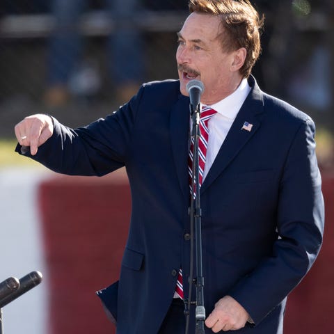 My Pillow CEO Mike Lindell speaks before President