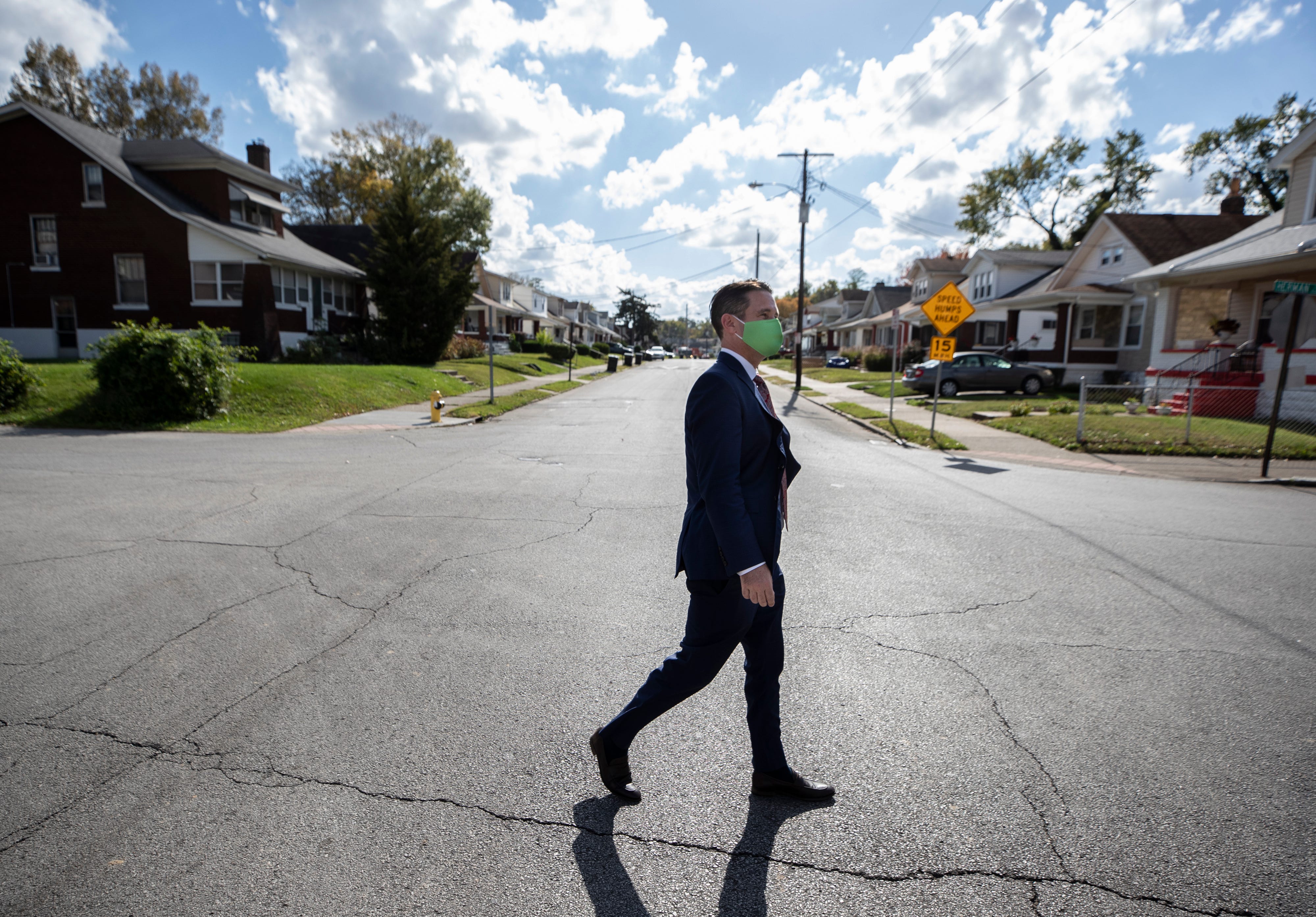 JCPS Superintendent Marty Pollio walks the streets near the Academy @ Shawnee, where he once taught school, on Oct. 22, 2020.