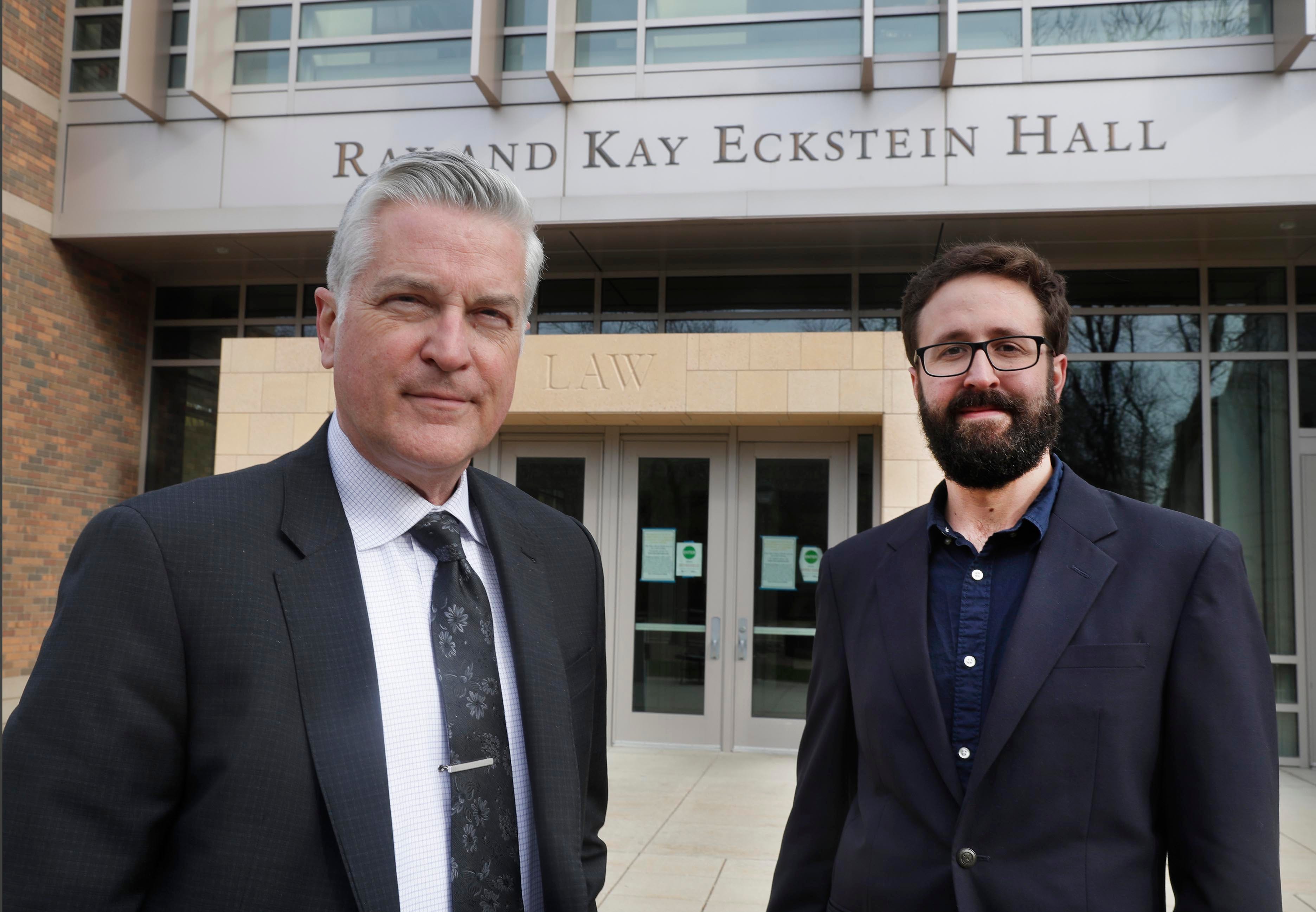 Mike Gousha (left), distinguished fellow in law and public policy, and John D. Johnson, research fellow, authored the Lubar Center for Public Policy Reasearch and Civic Education report on household income in the Milwaukee area.