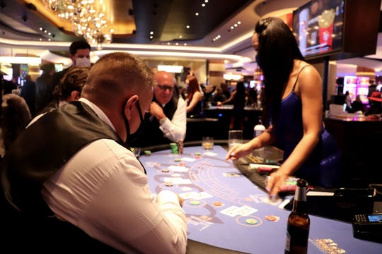 The card tables inside Circa Resort & Casino filled up quickly on Wednesday, Oct. 27, 2020.