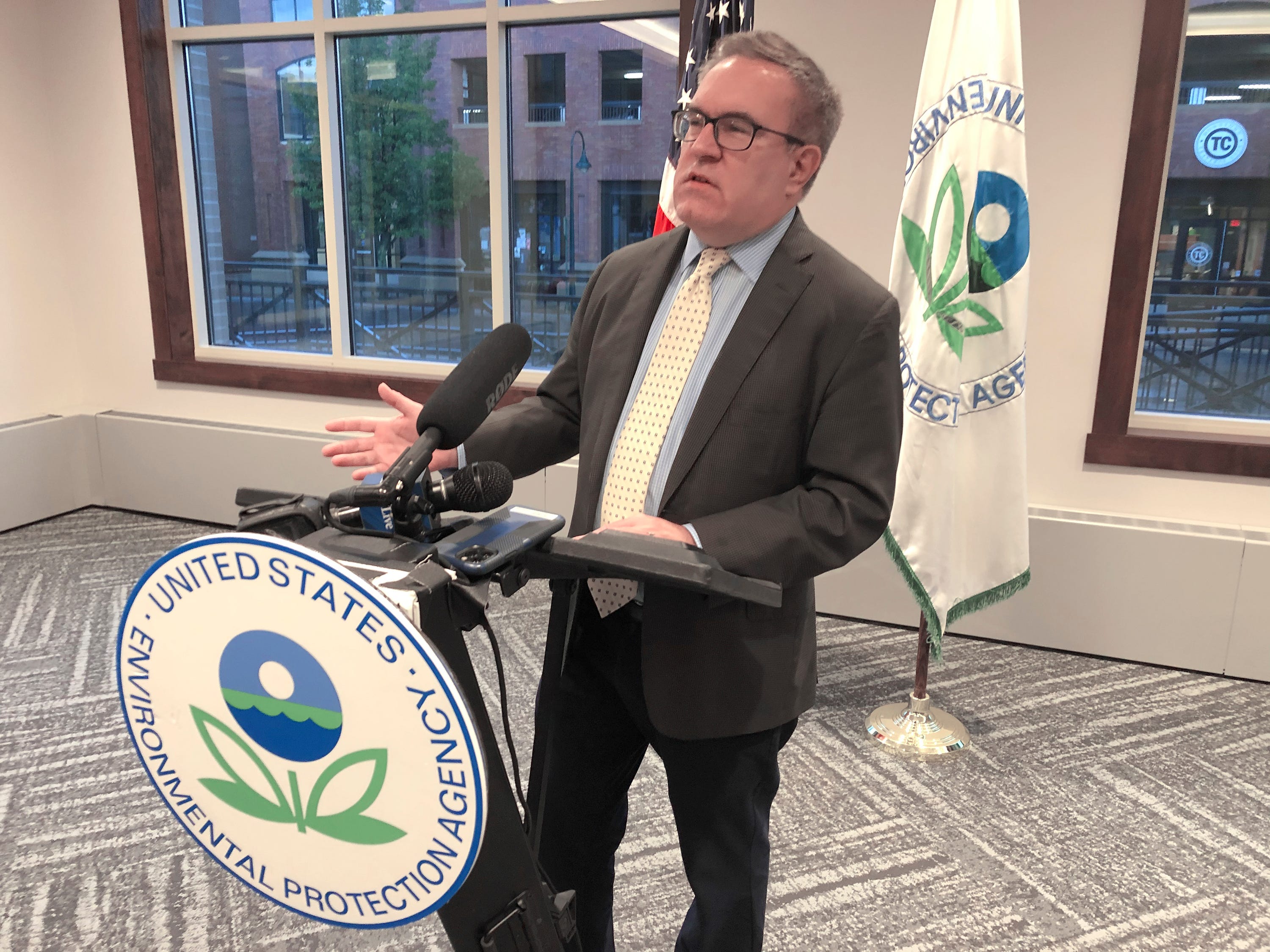 U.S. Environmental Protection Agency chief Andrew Wheeler in Traverse City, Mich., in Sept. 2020. He announced an environmental justice grant for Detroit and pledged a more community-oriented focus in a second Trump administration.