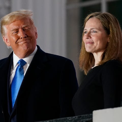 President Donald Trump and Justice Amy Coney Barre