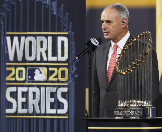 After the 6th game, Rob Manfred awarded the Commissioner's Trophy.
