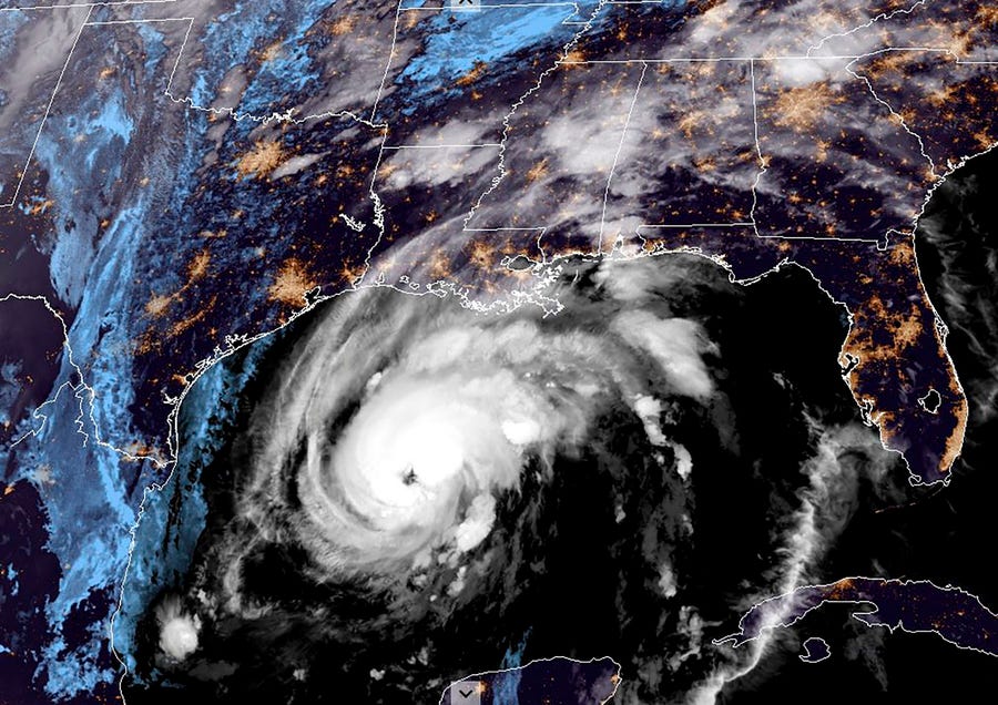 This RAMMB/NOAA satellite image shows Hurricane Zeta moving towards the US Gulf Coast towards Louisiana on October 28, 2020, at 10:30 UTC