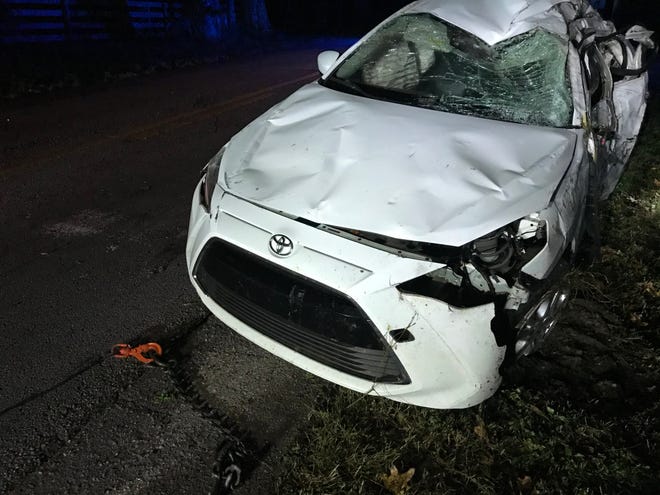 The driver of this vehicle and one occupant, a child, were killed Friday night in northwest Marion County. The second occupant, also a child, is hospitalized.