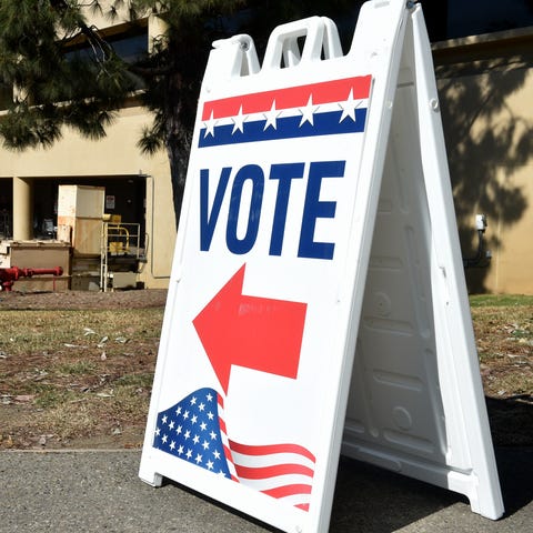 Nearly two dozen voters line up at the Ventura Cou