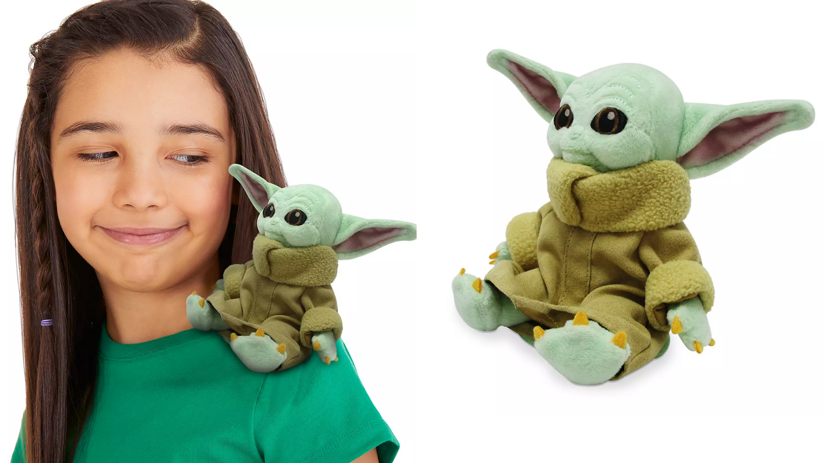 baby yoda with frog plush