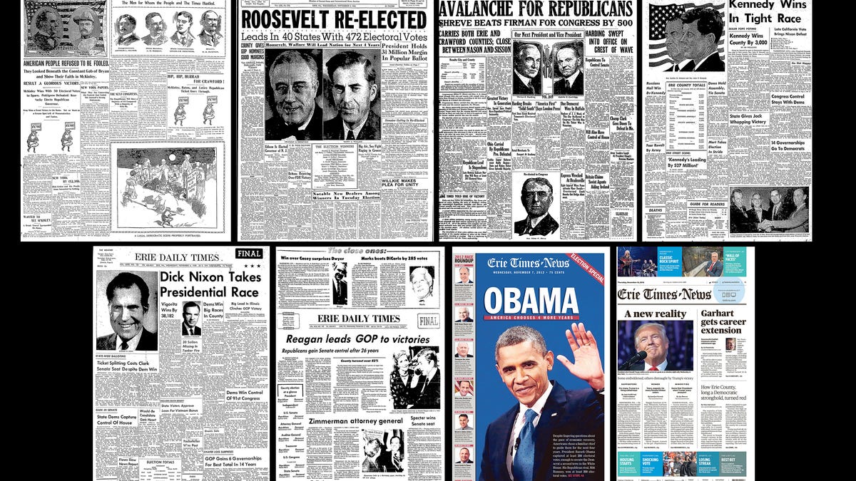 Erie TimesNews/Erie Daily Times presidential election front pages