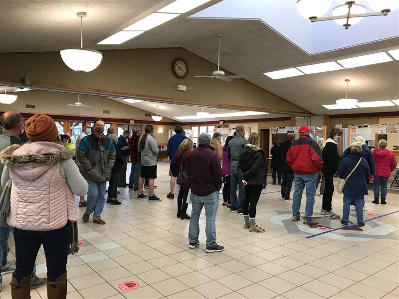 The early turnout at Wildwood Station in Marshfield was much larger than in previous elections.