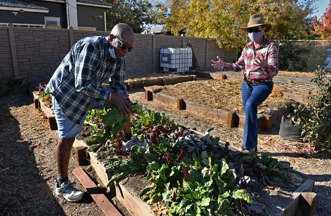 Soulful Seed founders Earstin Whitten, left, and Dee Schafer-Whitten stand in the  community garden were they grow food for people in need. They are planning a simmilar garden on an empty lot on the corner of Glandale and Galletti Way. 